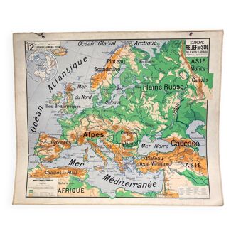Old school map "Europe relief of the ground"