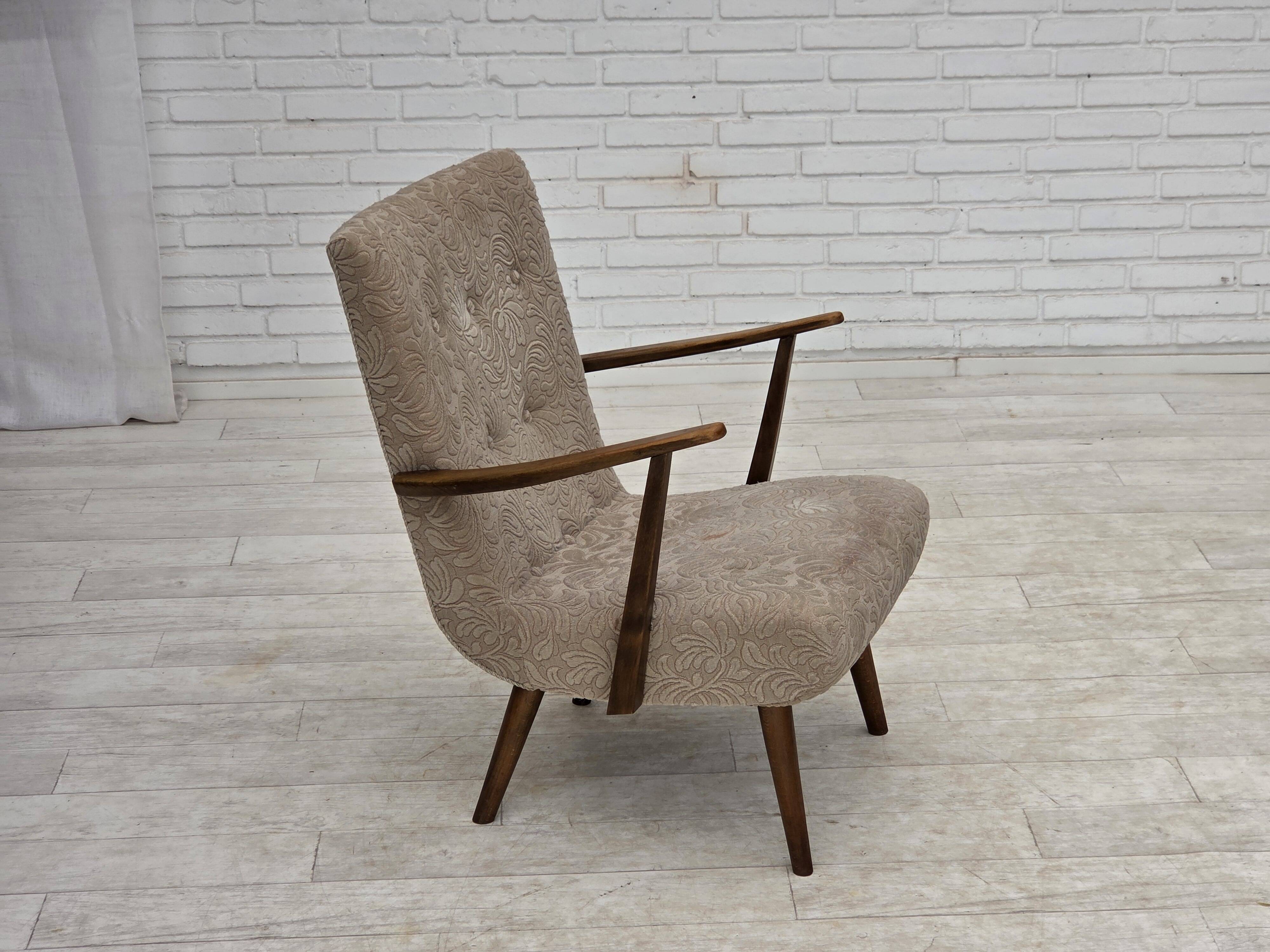 1960s, Danish armchair, furniture wool, beech wood.