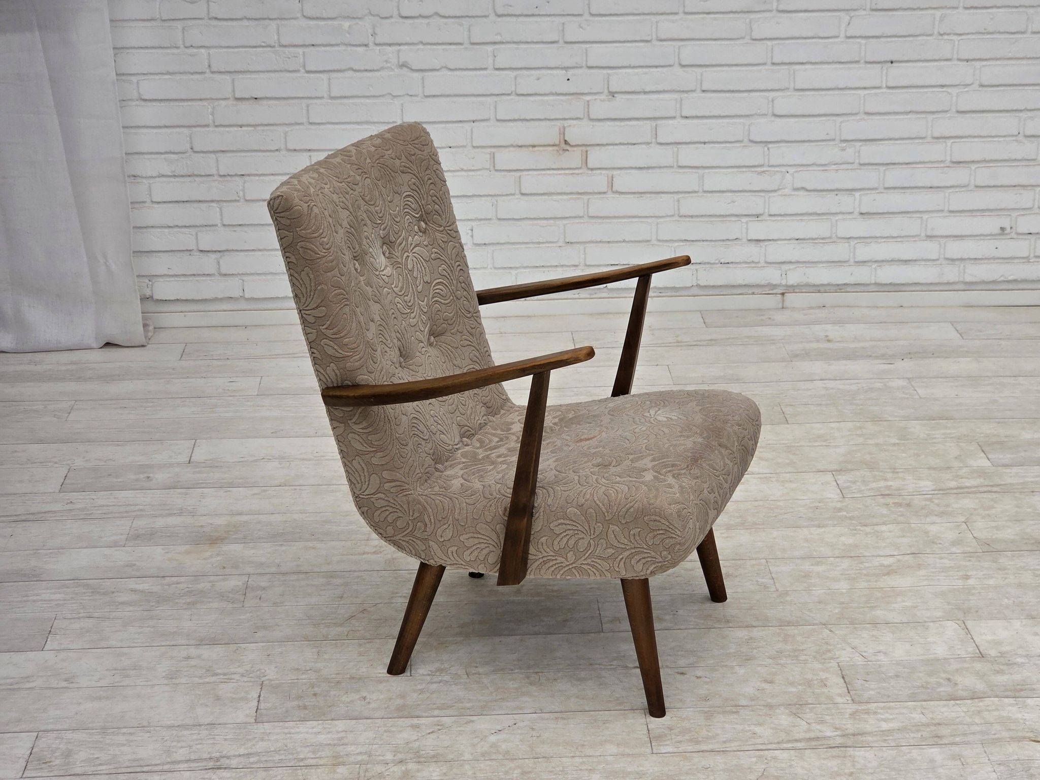 1960s, Danish armchair, furniture wool, beech wood.