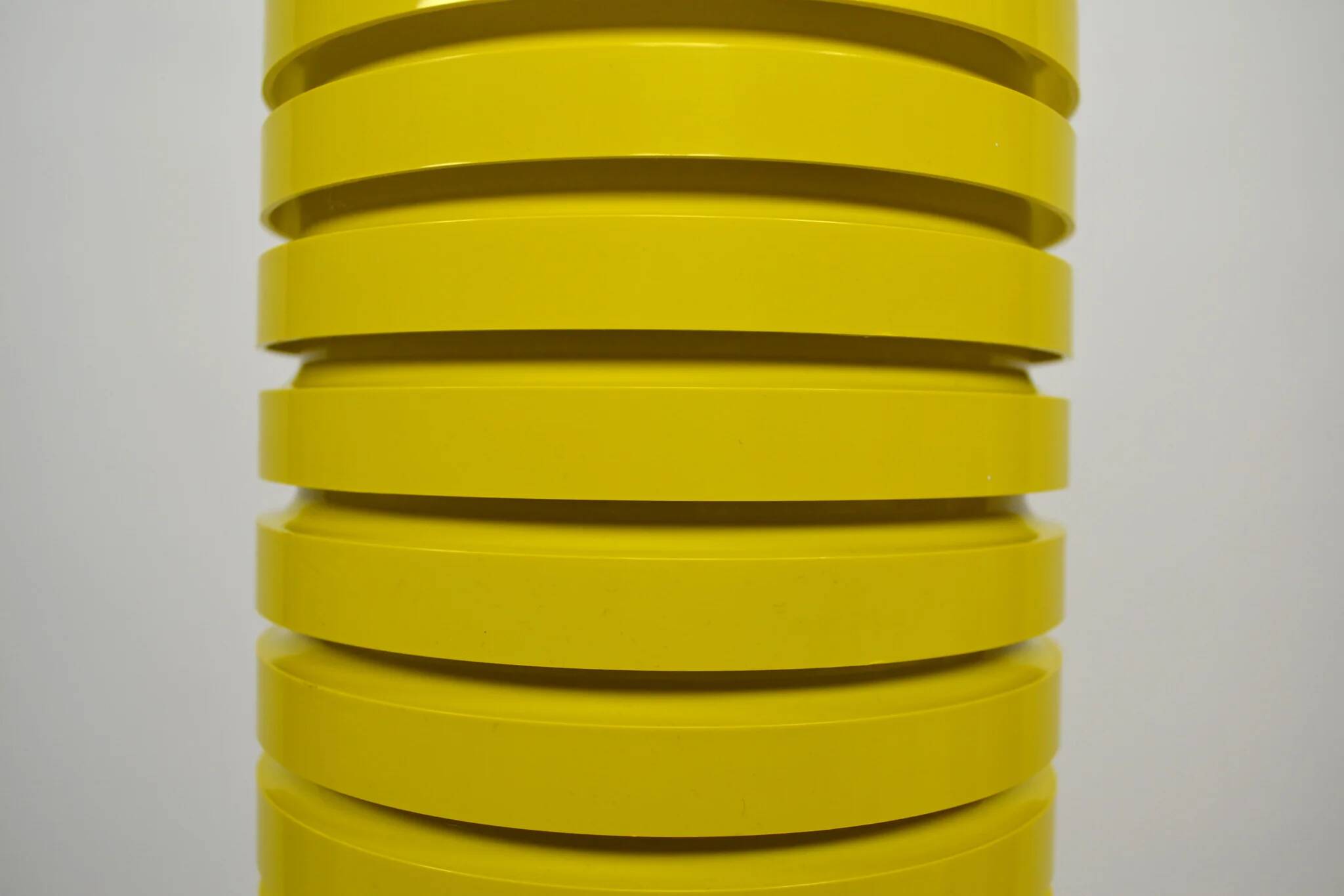 Pop Art Yellow Louvered Cylinder Pendant Lamp, Scandinavia, circa 1970
