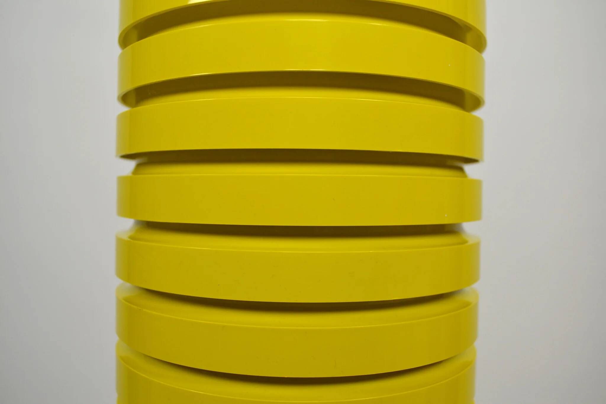 Pop Art Yellow Louvered Cylinder Pendant Lamp, Scandinavia, circa 1970