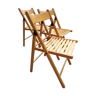 Lot de 3 chaises de jardin vintage pliantes en bois blond verni non teinté