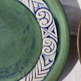 Pair of dishes or large plate in quimper sandstone vintage old art deco 1930
