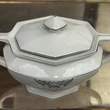 Art Deco sugar bowl circa 1930-40 Czechoslovakian porcelain - Silver trim