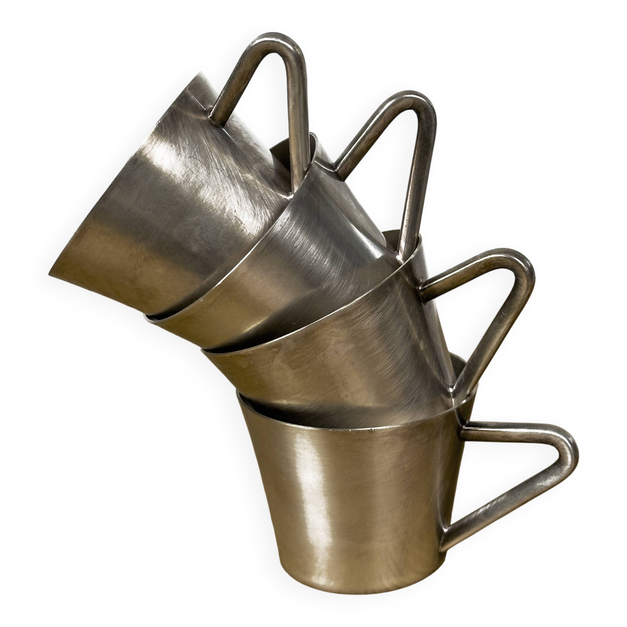 Set of 4 Vintage Stainless Steel Espresso Cups