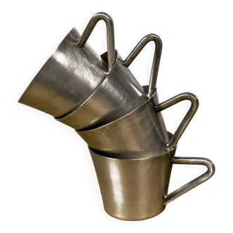 Set of 4 Vintage Stainless Steel Espresso Cups