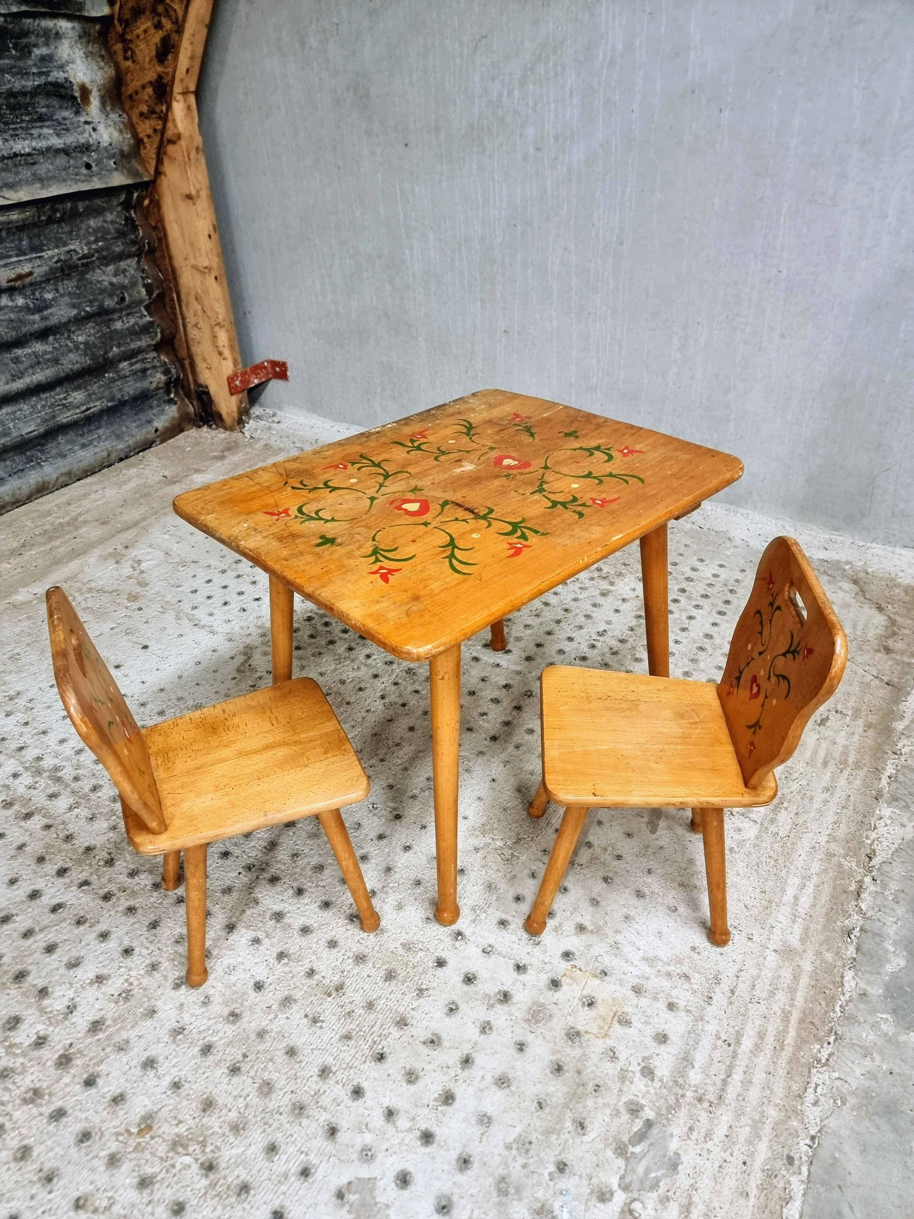 Vintage children's table set beech wood 60s