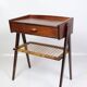 Table de chevet en teck avec tiroir et étagère en osier par Søren Rasmussen des années 1960