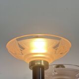 Art Deco bedside lamp with signed Muller glass.