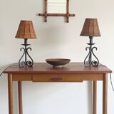 Mid-20th Century Spanish Hand-Forged Wrought Iron Table Lamps