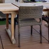 Set Unopiu teak table and 4 chairs eden synthetic fiber waprolace handmade weave