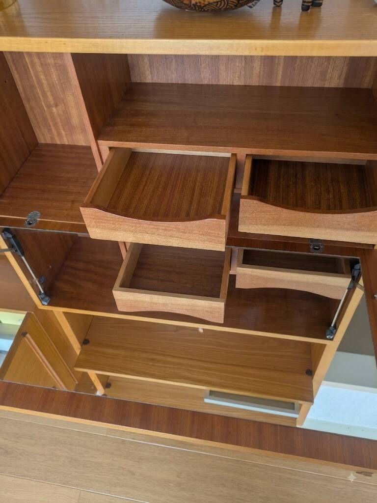 Scandi-Modern Wood Veneer Library-Bar (1970s)