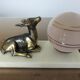 Fawn lamp, doe Art Deco marble white opaline pink and regulates 30/40 years