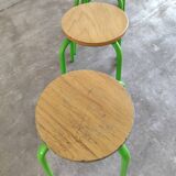 Set of 6 stools vintage metal green and wood