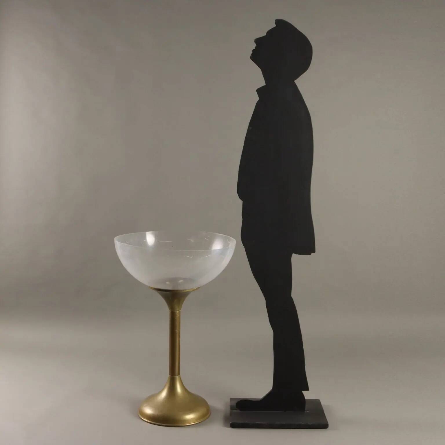 Vintage champagne bucket in brass and plexiglass, Europe, 1970s.