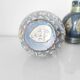Two small blue ceramic vases