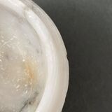 1900 alabaster ball shaped box surmounted by a golden dragonfly