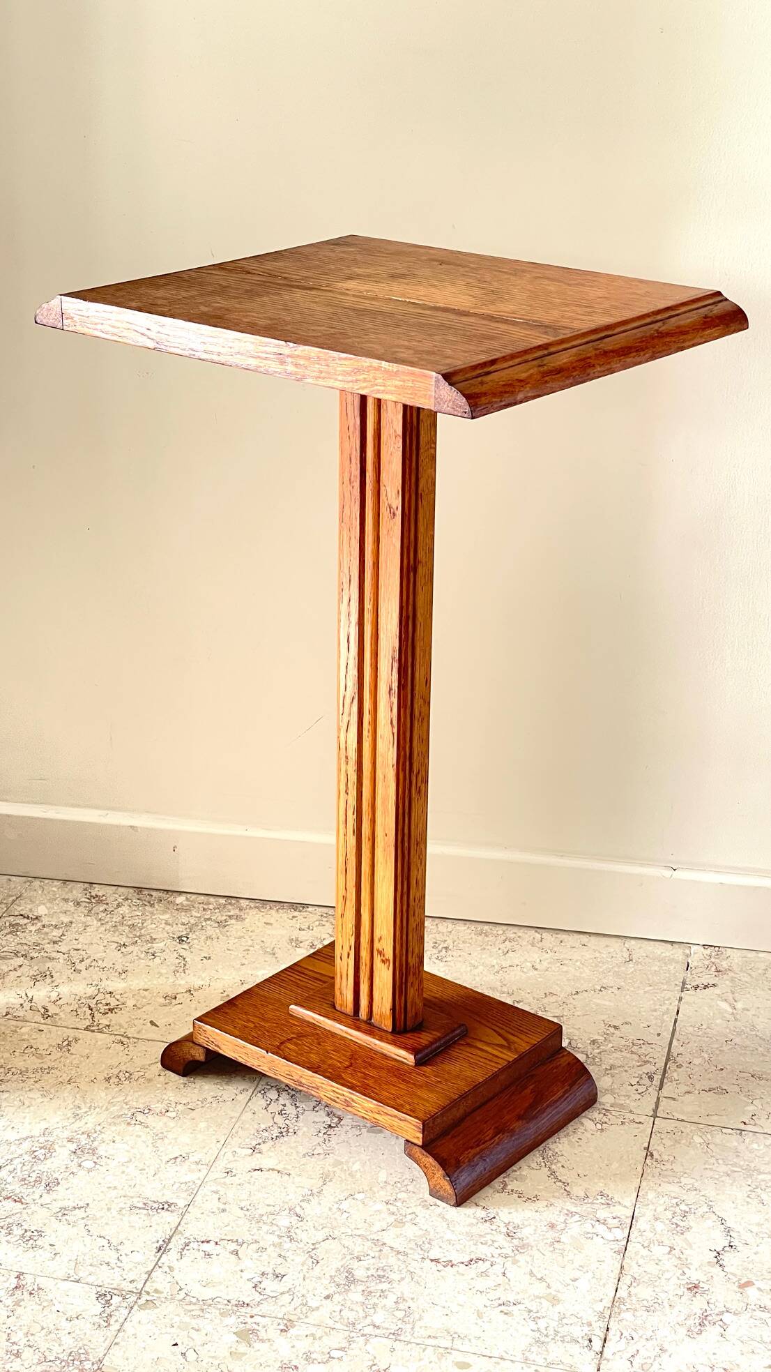 Vintage solid oak saddle plant holder