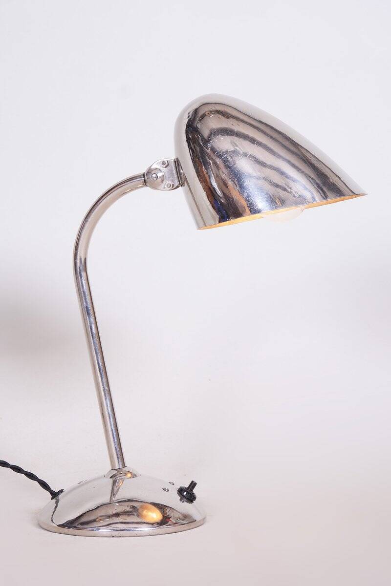 Art Deco Table Lamps in Chrome & Aluminium attributed to Franta Anyz for Napako, Czech, 1930s, Set of 2