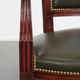 Green Cowhide Leather and Wooden Office Chair in English Style on Casters