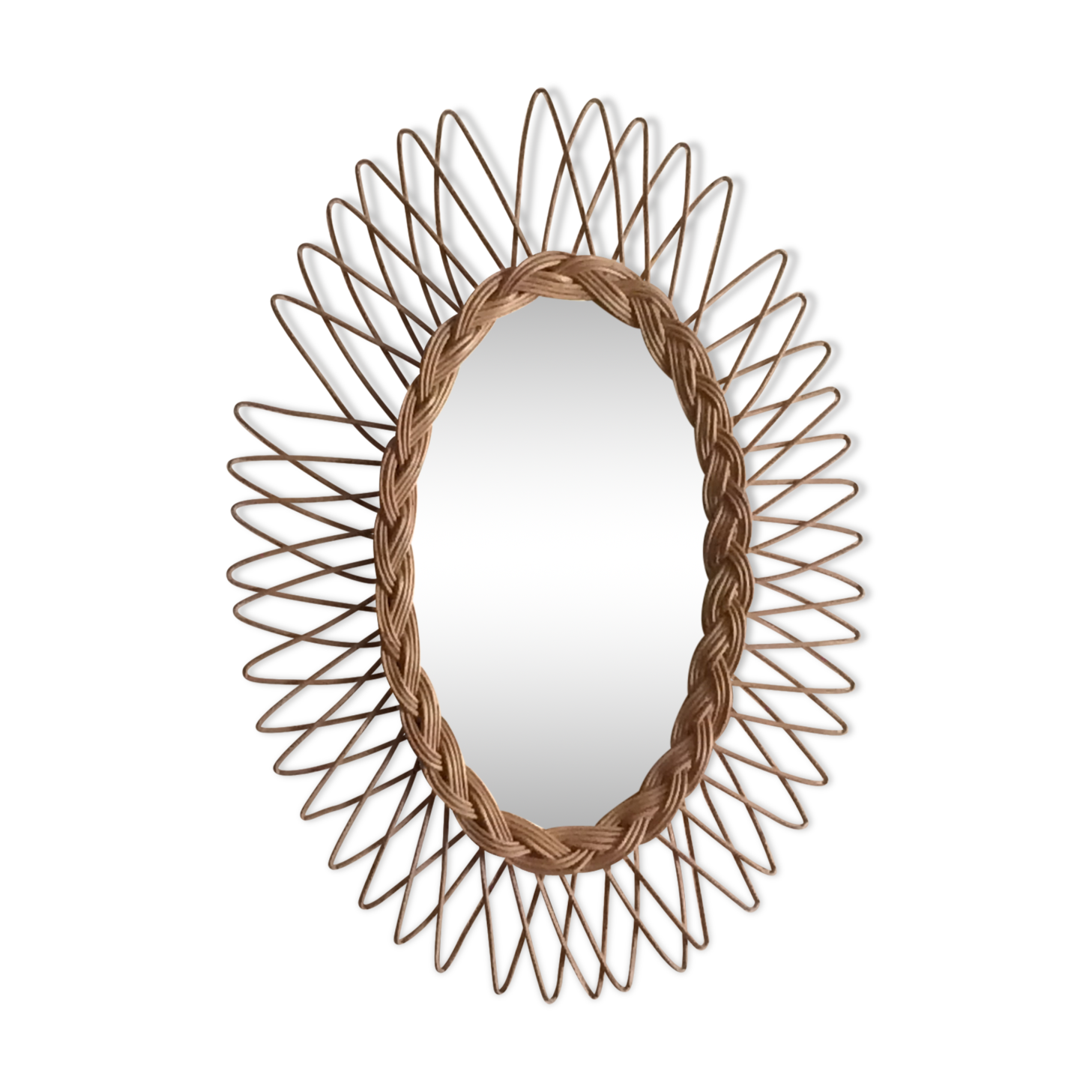Oval sun rattan mirror 38x52cm