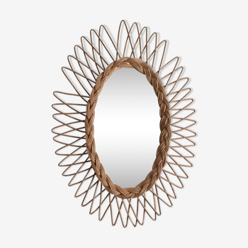 Oval sun rattan mirror 38x52cm