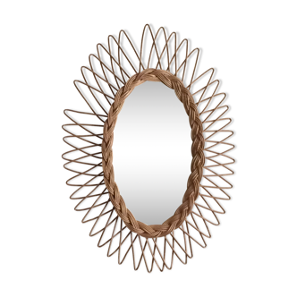 Oval sun rattan mirror 38x52cm