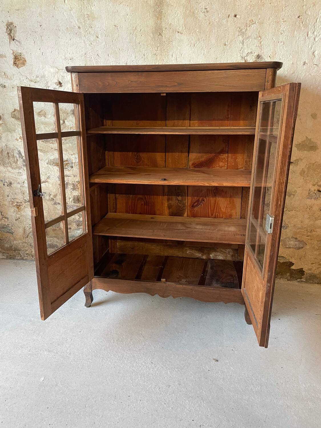 Vitrine ancienne chêne massif rénovée