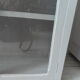 Showcase, bookcase, vintage pearl grey patinated cupboard, wooden top.