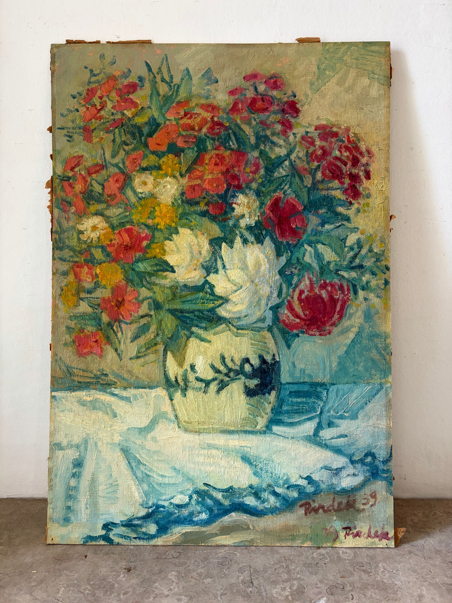 Bouquet Vibrant, huile sur panneau signé 1939