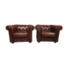 Fauteuils chesterfield cuir marron brun