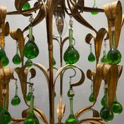 Lustre en verre de Murano Tole vert des années 1960