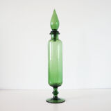 Italian decanter in green blown glass empoli