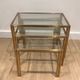Set of 3 nesting tables in brass and glass. French work by Guy Lef.