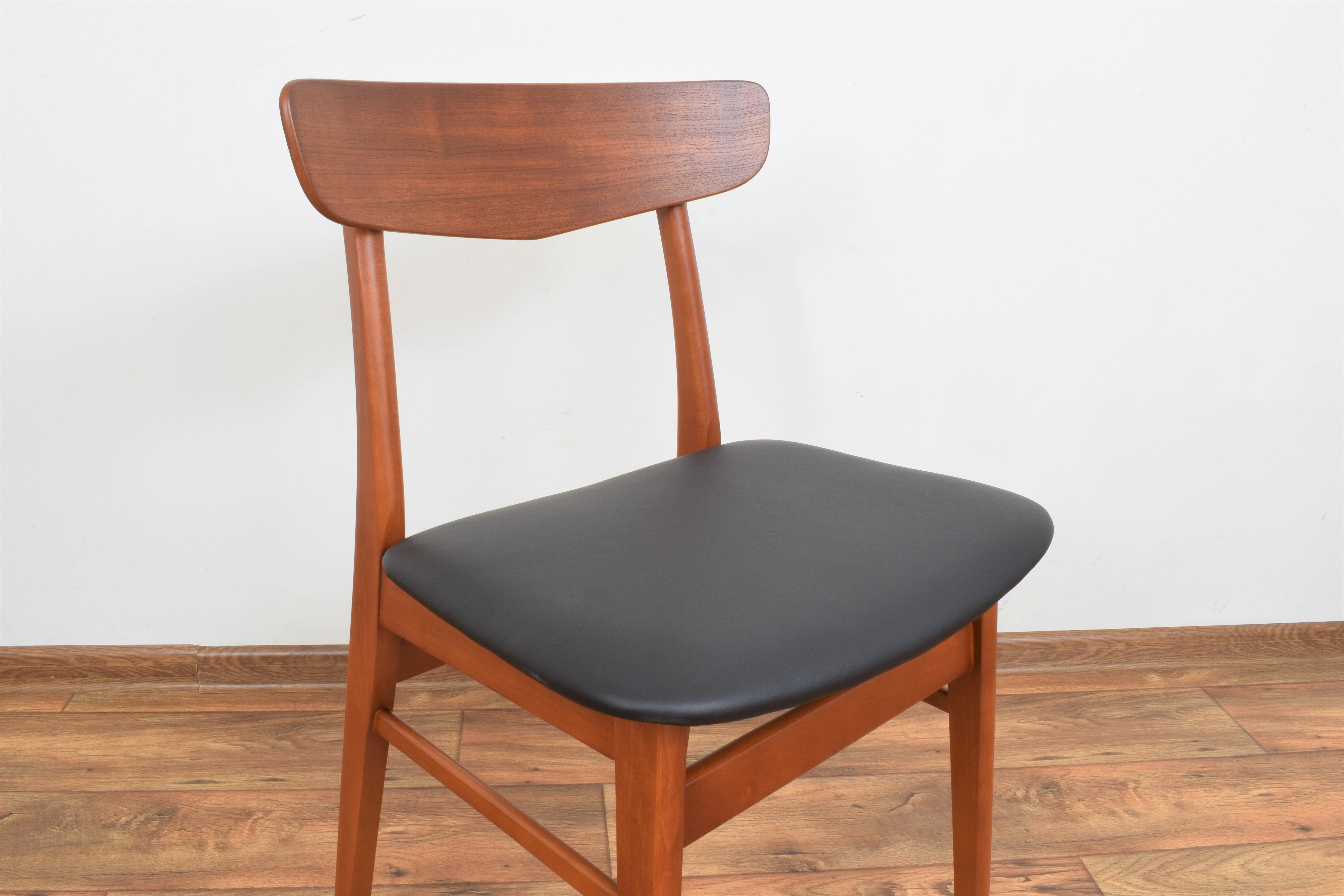 Danish teak & leather dining chairs from falstrup mobler, 1960