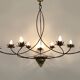 Very large chandelier with 9 metal bulbs and gold leaf cup