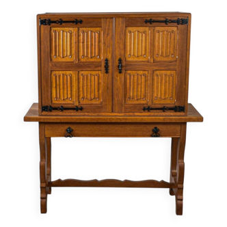 Spanish carved oak bar cabinet