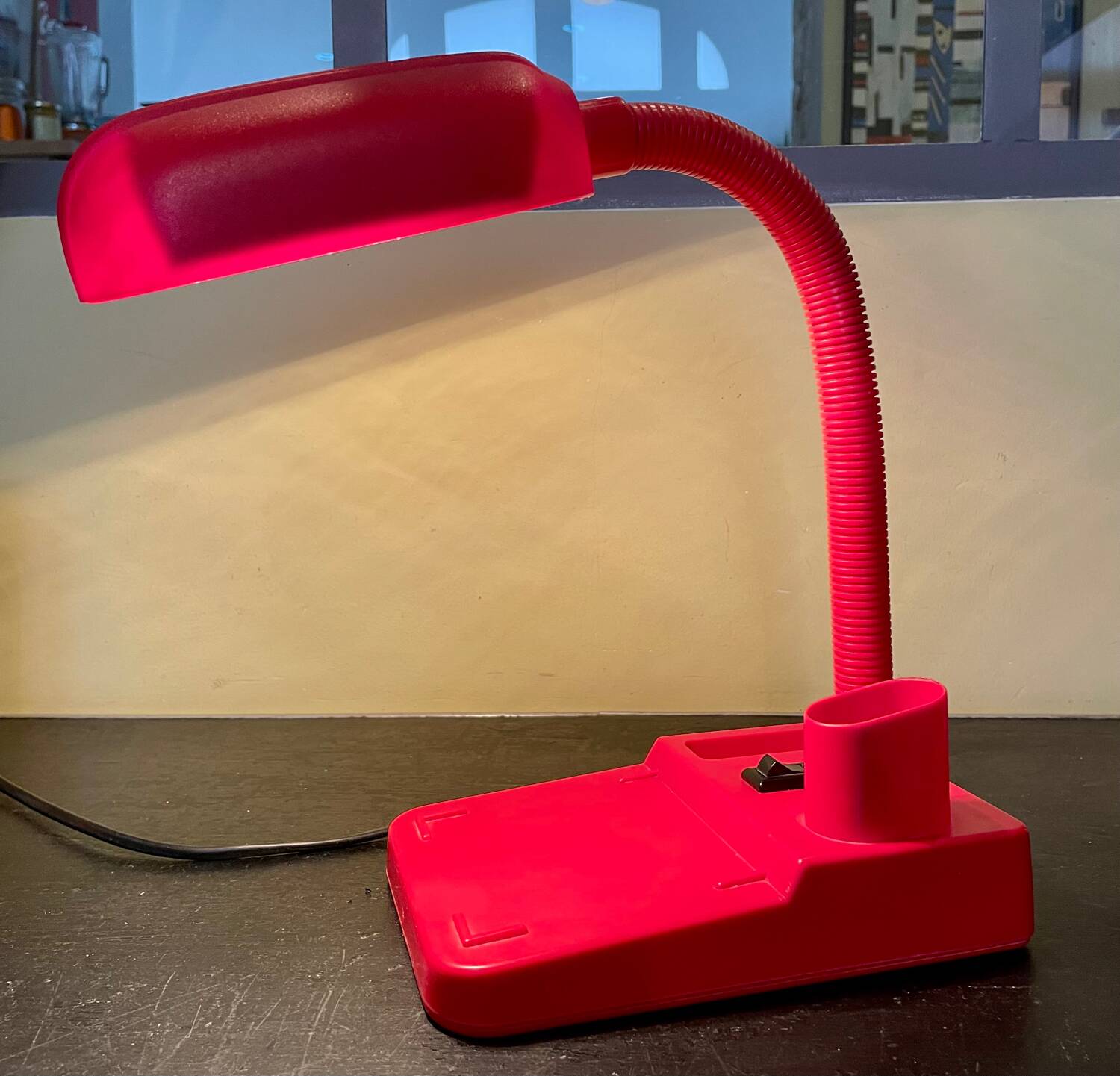 Vintage red articulated desk lamp