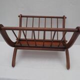 folding magazine rack in solid walnut wood