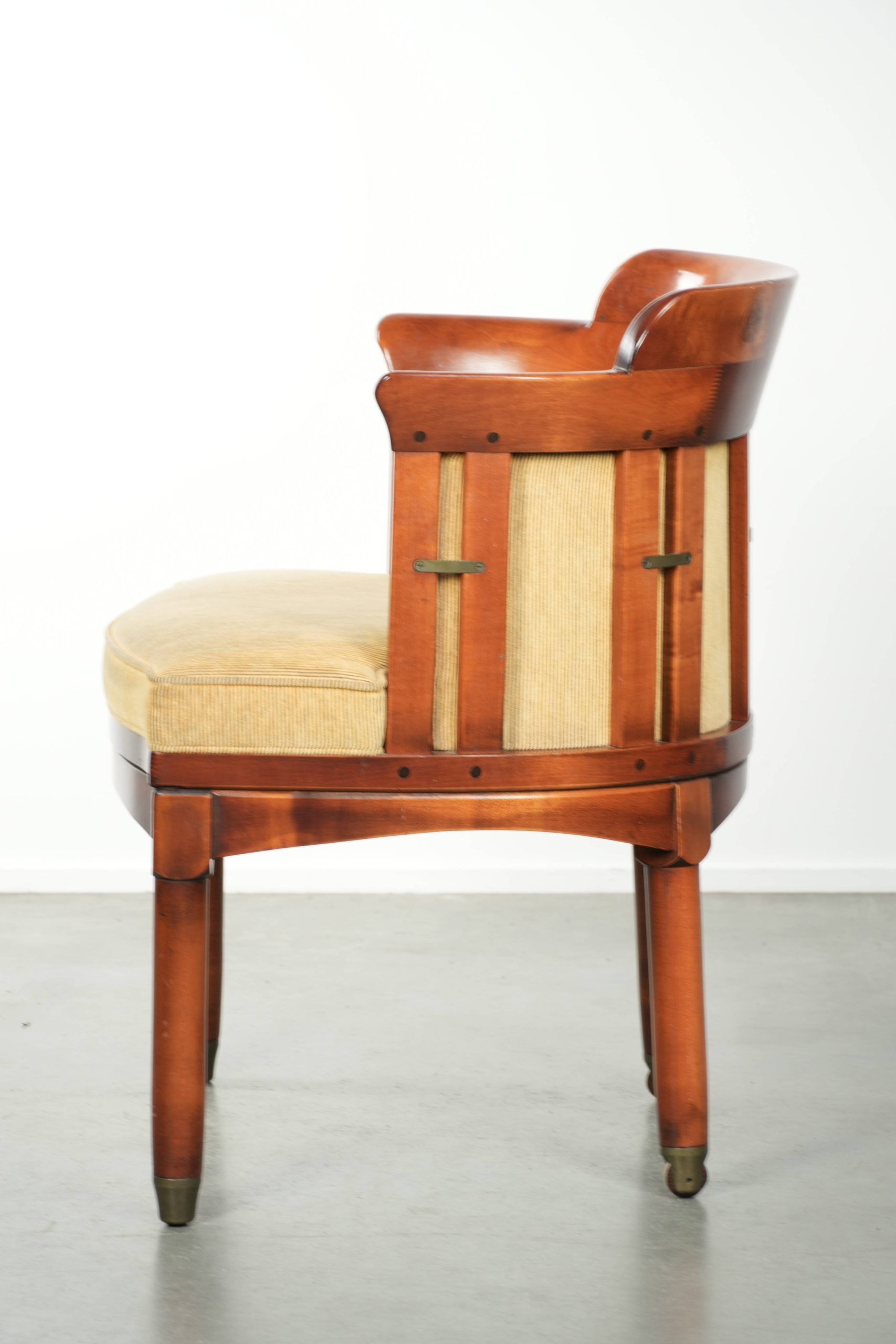 Beautiful design side/dining chair with luxurious yellow fabric upholstery