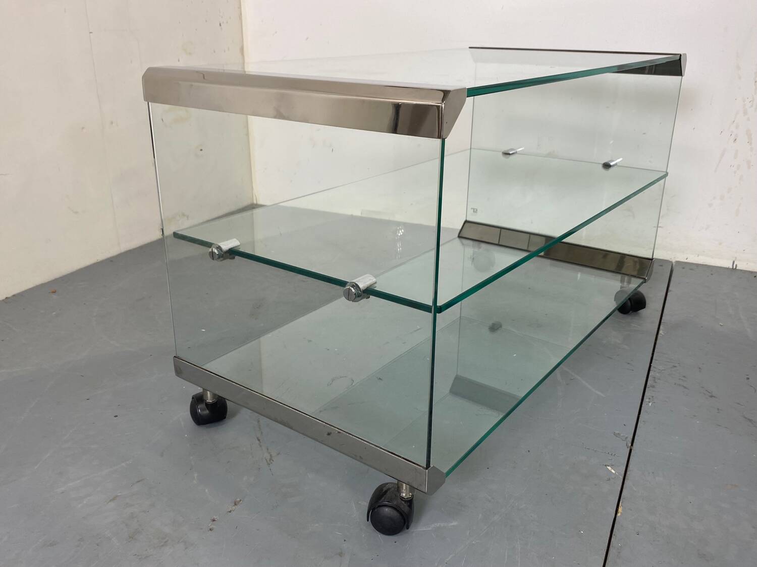 Table d'appoint vintage en verre Space Age par Gallotti & Radice, Italie 1970