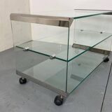 Table d'appoint vintage en verre Space Age par Gallotti & Radice, Italie 1970