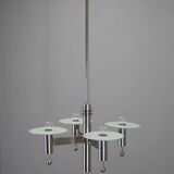 Machine Age Nickel-Plated 4-Flamming Chandelier, 1920s