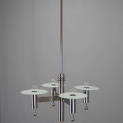 Machine Age Nickel-Plated 4-Flamming Chandelier, 1920s