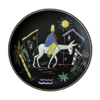 Ruscha ceramic wall plate, handmade in West Germany, marked with Marino 717, vintage from the 1960s