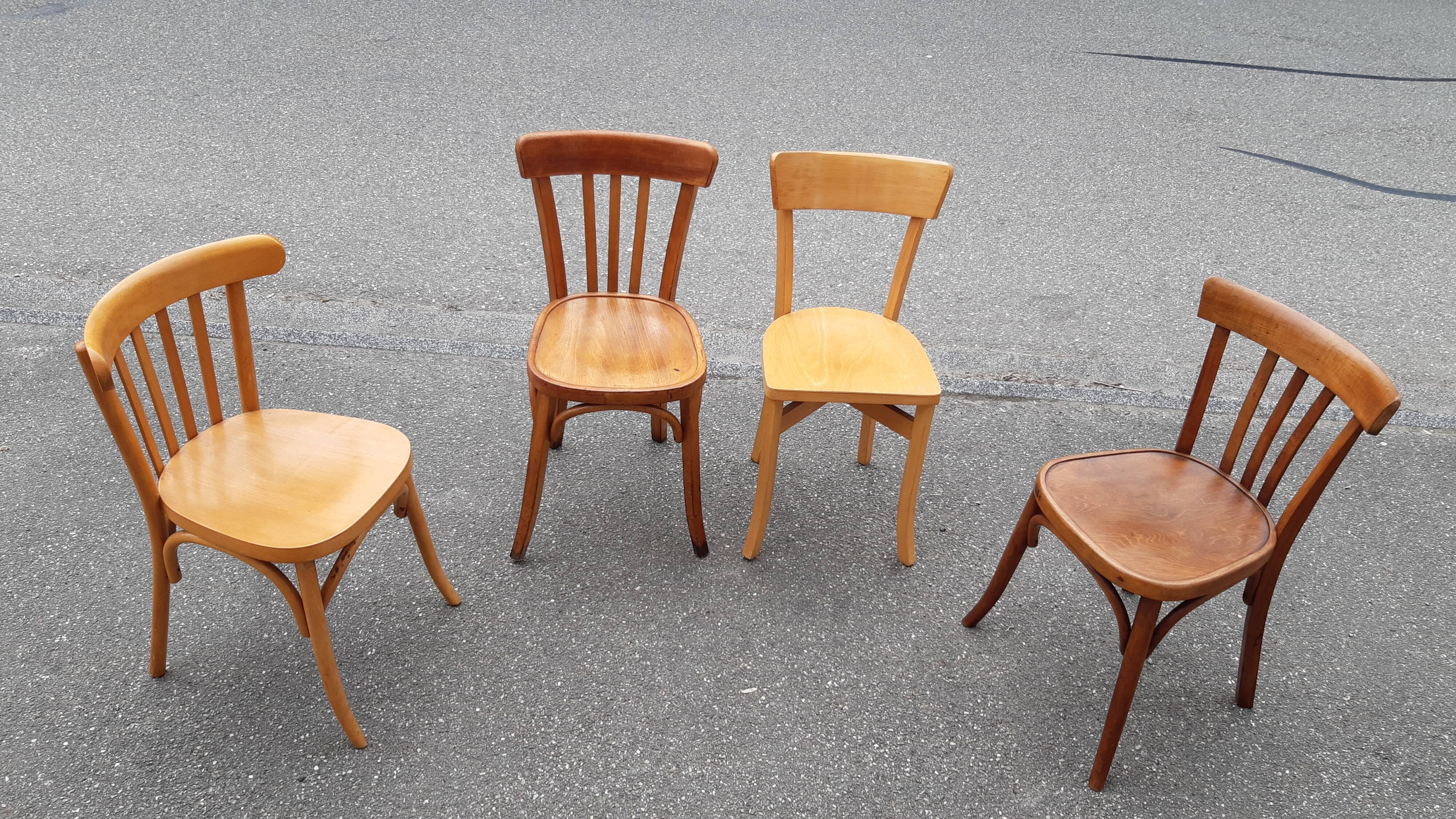 Set of 4 mismatched bistro chairs