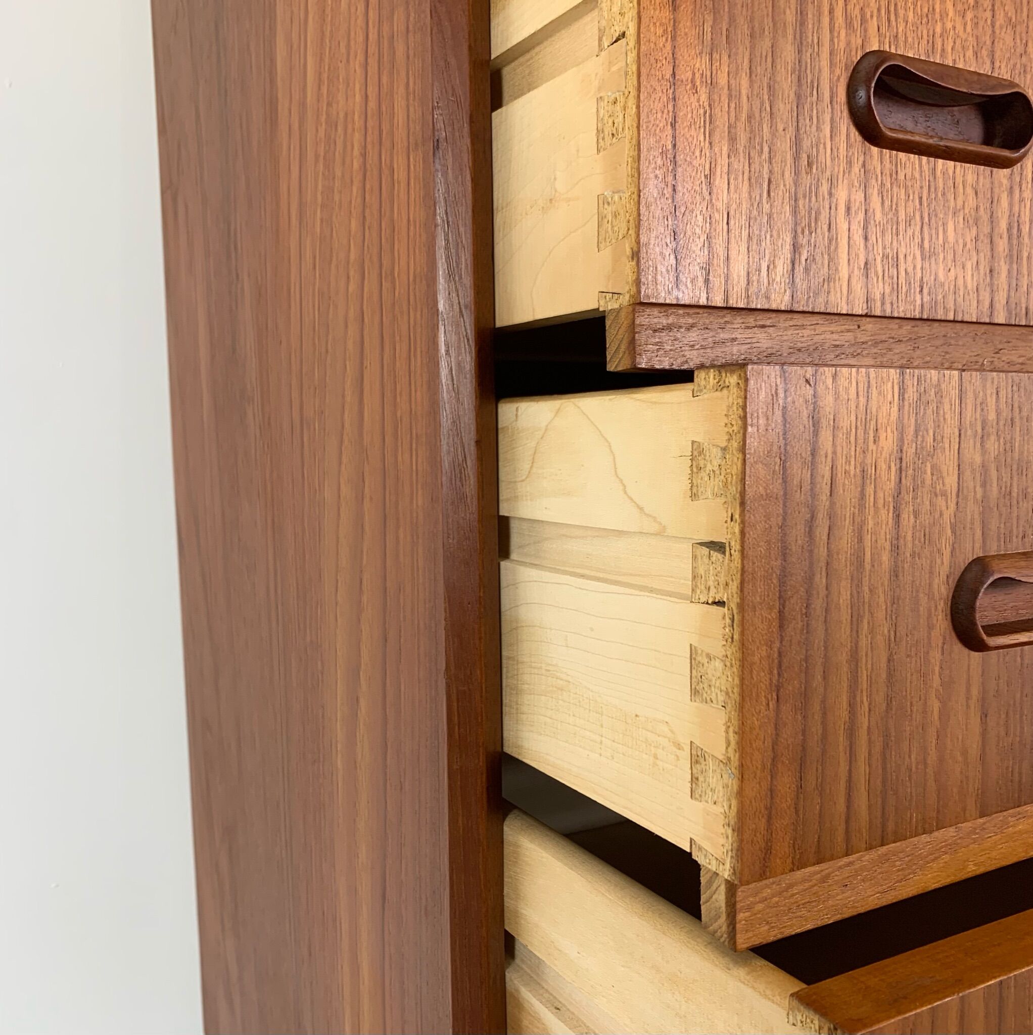 Danish teak chest of drawers tallboy midcentury 1960s
