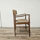 Fauteuil suédois en bois et tissu marron