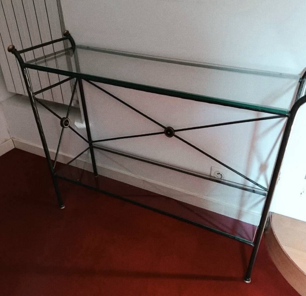 Glass and wrought iron console