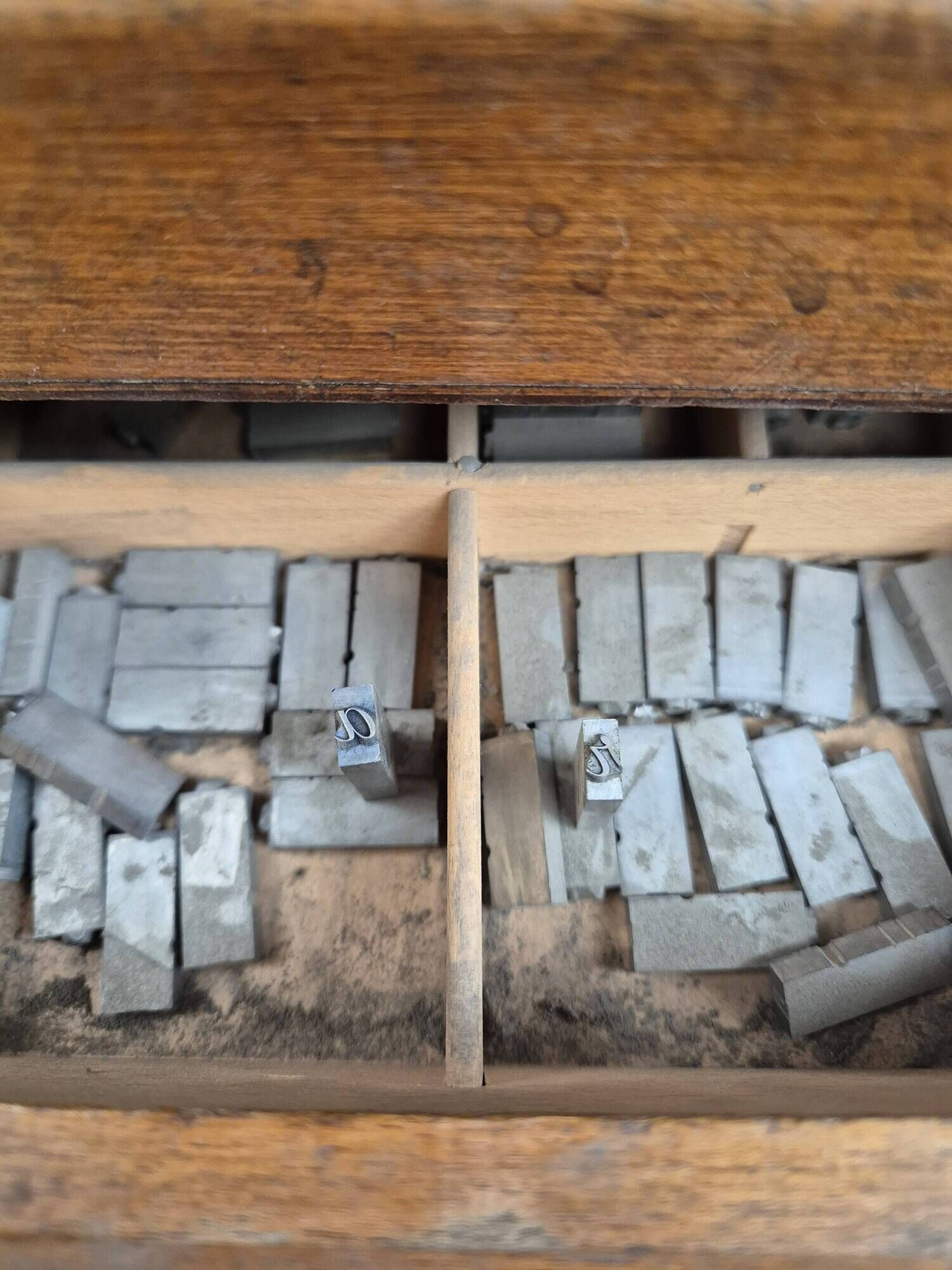 Wooden printing cabinet 36 drawers with typographic letters